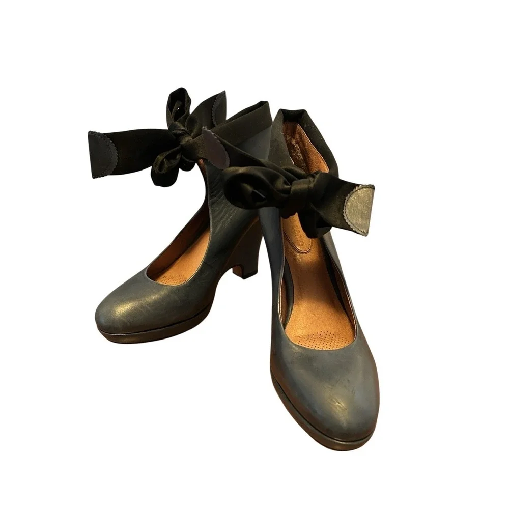 Corso Como Women's Leather Dodie Bow Tie Wedge Shoes Size‎ 7,5 Blue Comfortable